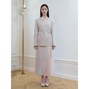 Musee collarless jacket [Light beige]