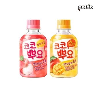 팔도 코코뿌요 애플망고맛 280ml x 6개 + 복숭아맛 280ml x 6개 코코넛 ...