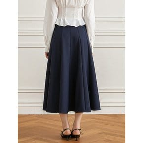 YY_A-line navy long skirt