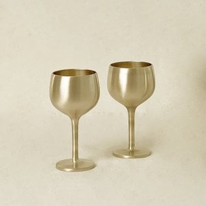 놋향 방짜유기 와인잔 2인 세트 고블렛잔 술잔 컵 샴페인 유기그릇 놋그릇
