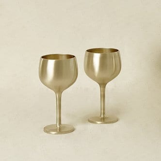 놋향 방짜유기 와인잔 2인 세트 고블렛잔 술잔 컵 샴페인 유기그릇 놋그릇