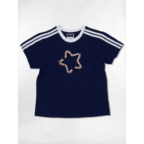 Star Font Logo Semi Crop T-Shirts 6color