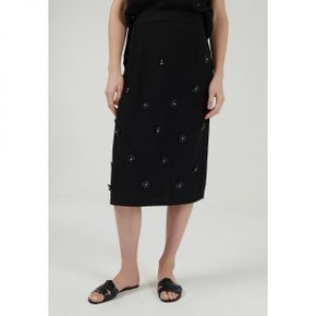 4407177 Leem FLORAL EMBROIDERED - Pencil skirt black