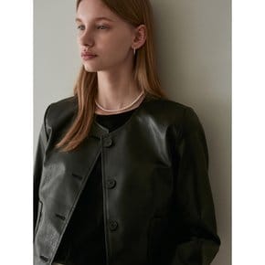 ECO LEATHER ROUND JACKET_BLACK