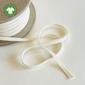 [유럽산] 오가닉 코튼 리본 6mm 1마yd 내추럴, 레드, 검정  / 비건 면 피부친화적