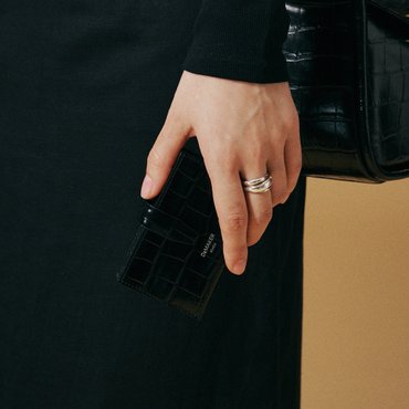 드메이커 Folding wallet-croco black DF25FBFW535