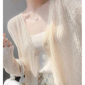 엠보싱패턴엣지 브이넥 가디건 716162_P418549644