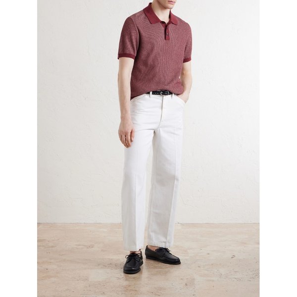 미스터 피 허니콤 니트 실크 코튼 블렌드 폴로 셔츠 46376663163016832