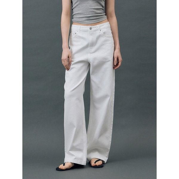 DENIM LOOSE WIDE PANTS WHITE R5