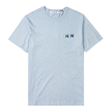 메종키츠네 [메종 키츠네] KM00101KJ0008 BHM 남성 더블 폭스 헤드 패치 티셔츠