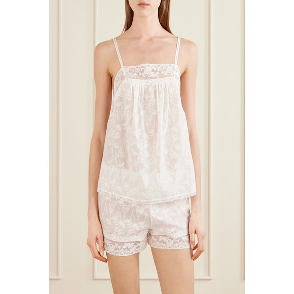 에레스 아망드 자수 레이스 트리밍 코튼 블렌드 보일 탑 46376663163007126