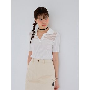 AR_Pitting v-neck collar top_WHITE