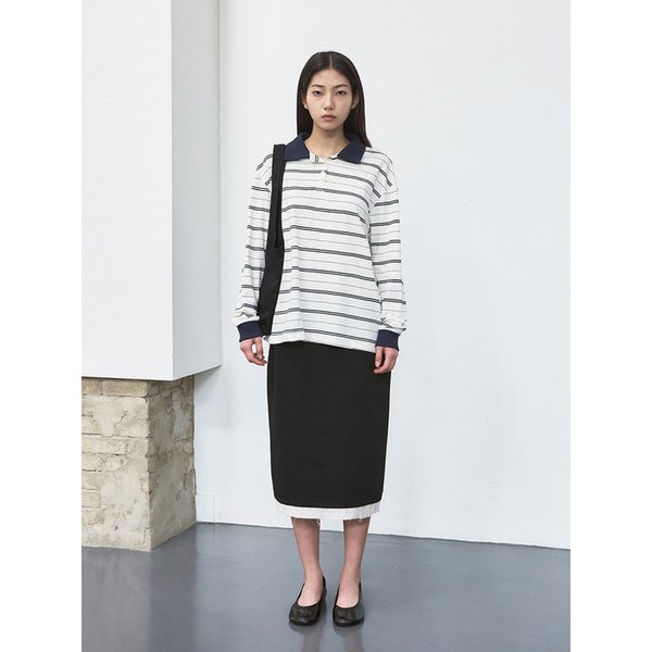 오버 스트라이프 폴로 티셔츠 [white]