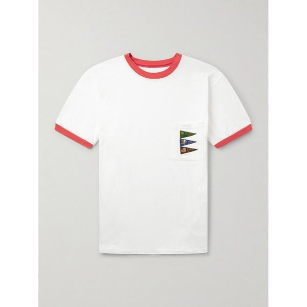 페넌트 링거 로고 아플리케 코튼 저지 티셔츠 46376663162925174