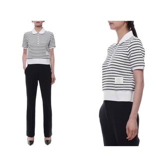 톰브라운 25SS 여성 스트라이프 텍스처드 폴로 반팔티셔츠 (FJP101A J0188 415 25S)