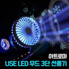 아트로마 LED 무드램프 USB 전원 3단선풍기_더 커진 송풍구 110mm KC인증_GTS035