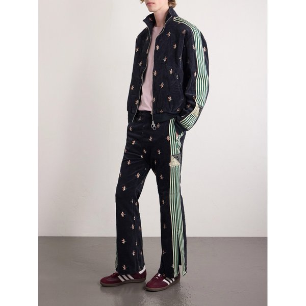 크롭 플레어 웹 트리밍 자수 코튼 블렌드 코듀로이 스웨트팬츠 46376663162925224