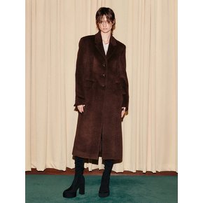 Single-breasted alpaca coat (Brown)