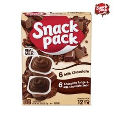 Snack Pack 초코퍼지 밀크 초콜릿 푸딩 패밀리 12개입