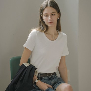 노운베러 Slim fit cotton T-shirt_White