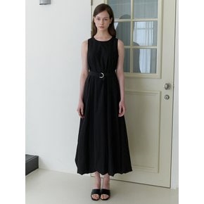 french semi balloon dress - black