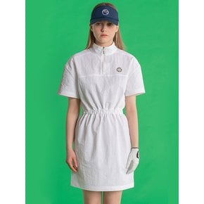 windy half zip-up dress white