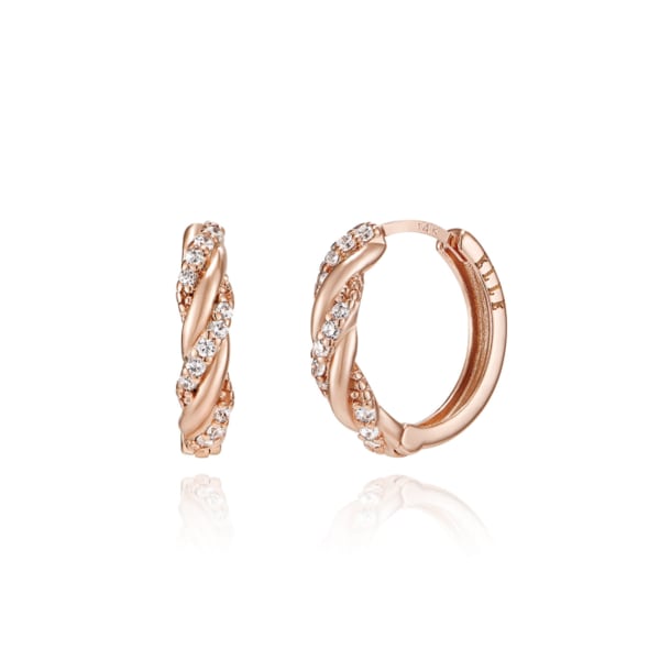 14K GF 물결 큐빅 원터치 귀걸이 ELGPEE395