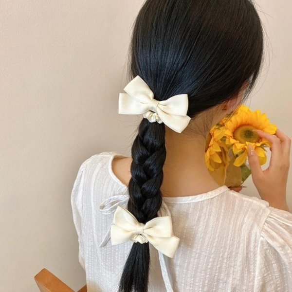 [옷자락] 여자 러블리 똥머리 곱창끈 리본 밴딩 헤어밴드