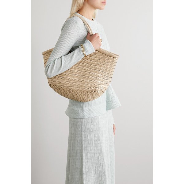 난투켓 라지 우븐 가죽 토트 크림 16114163150620635