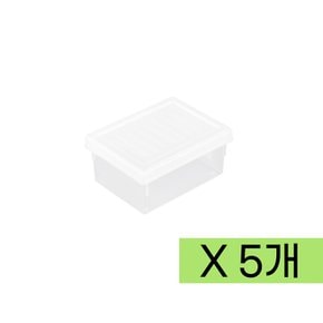 시스템 리빙박스6L x 1box (5개) 화이트 반투명/수납정리/리빙박스/플라스틱박스/정리박스