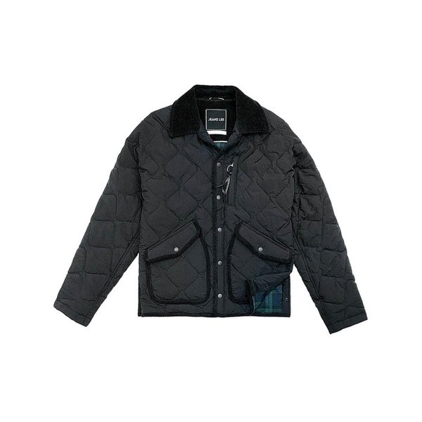 BLACK QUILTED NYLON DOLMAN SLEEVE HALF COAT