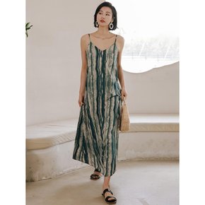 LS_Green striped slip dress