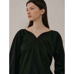 comos624 Belt V-neck blouse (black)