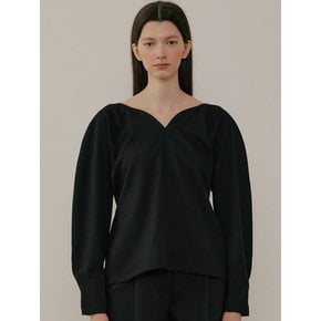 comos624 Belt V-neck blouse (black)