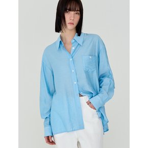 STRIPE OVER-FIT BUTTON SHIRT (SKYBLUE)