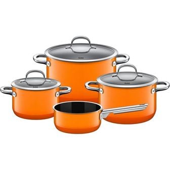  독일 실리트 냄비 1684715 Silit Passion 오렌지 4piece sauCEPan set with g라스s lid Silargan