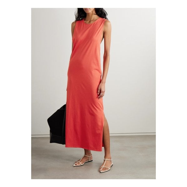 루루 드 시종 레이나 노티드 피마 코튼 저지 맥시 드레스 레드 1647597356952988