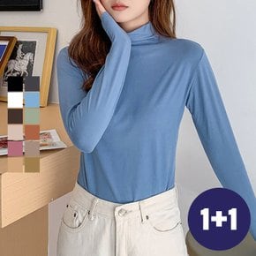 1+1세트 여성 FW 캐주얼 스판 목폴라 긴팔티셔츠 F23T-403W2S