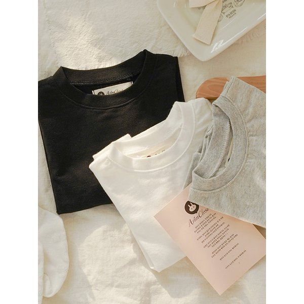 편안한 베이직템 - 유아 라운드 티셔츠