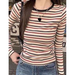 데일리 배색 라인 단가라 티셔츠 G6STS003P_P418315254