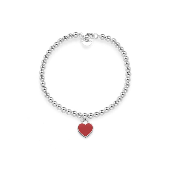 리턴 투 티파니 레드 하트 태그 비드 S 다이아몬드 실버 팔찌 70299585