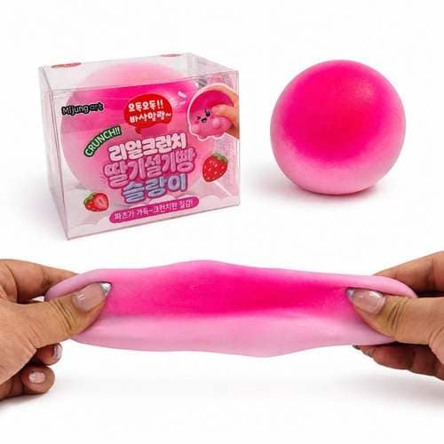 리얼크런치 딸기 설기빵 슬랑이 말랑이 1개 마시멜로우 촉감놀이 주물럭 장난감 선물 스트레스볼 팝잇 모찌