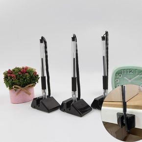 은행 안내 접수 창구 관공서 부착식 스프링 볼펜 검정