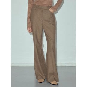 Wool Blend Twill Semi Boot-cut Trousers_CTB537(Brown)