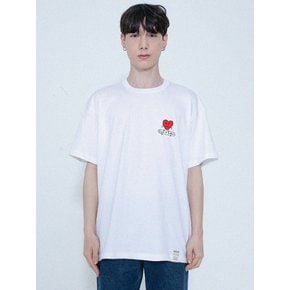 [UNISEX]하트 보드 스마일 반팔티_화이트