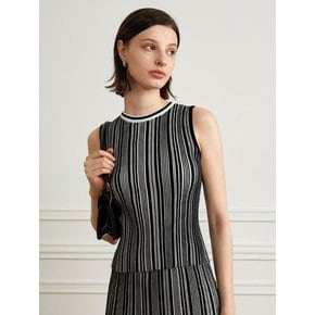 YY_Striped sleeveless knit top