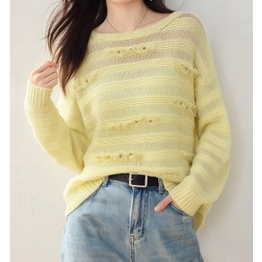 스크레치패턴 꽃잎패치 니트 6A558F