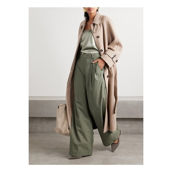 브루넬로쿠치넬리 플리츠 코튼 혼방 셸 와이드 팬츠 밀리터리 그린 1647597355286603