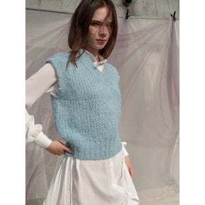 Candy V-neck Wool Knit Vest_Sky Blue