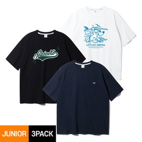 [3PACK] 앨빈클로 주니어 아트워크 물고기 자수 반팔티 3종 패키지